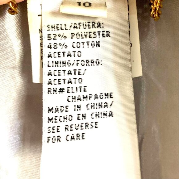 Elite Champagne 2 PC Blazer Shell Silver Brocade Mother of Bride Church Size 10 - Picture 9 of 10